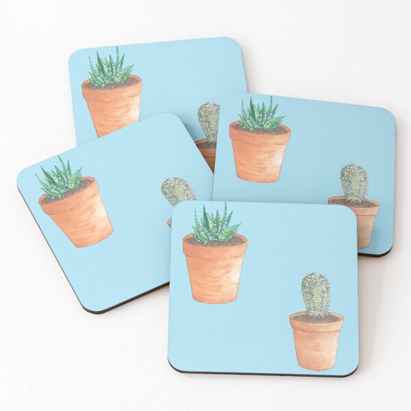 Item preview, Cute Little Succulent Plant and Cactus in Terracotta Pots Hand Drawn in Watercolor and Ink designed and sold by EndlessDoodles.