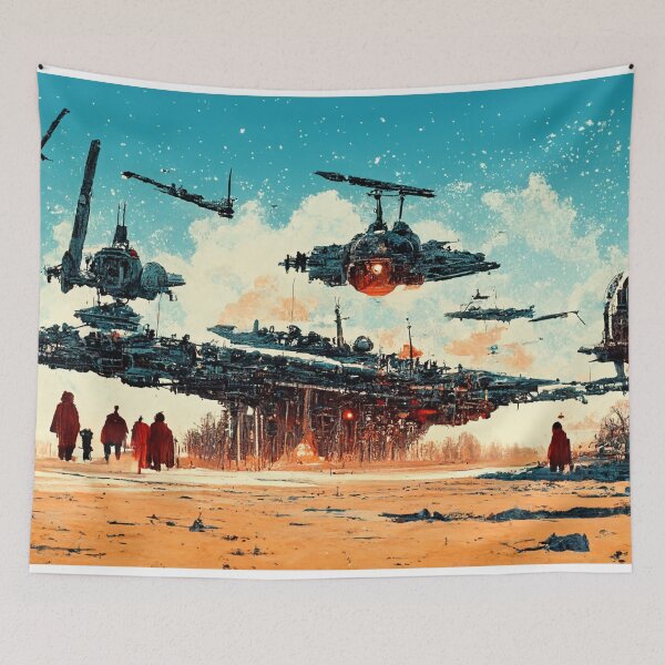 Item preview, Across the stars space battle on planet designed and sold by ArtbyACcreative.
