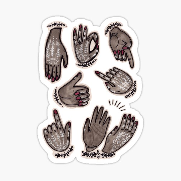 hand gestures and white henna tattoo Sticker