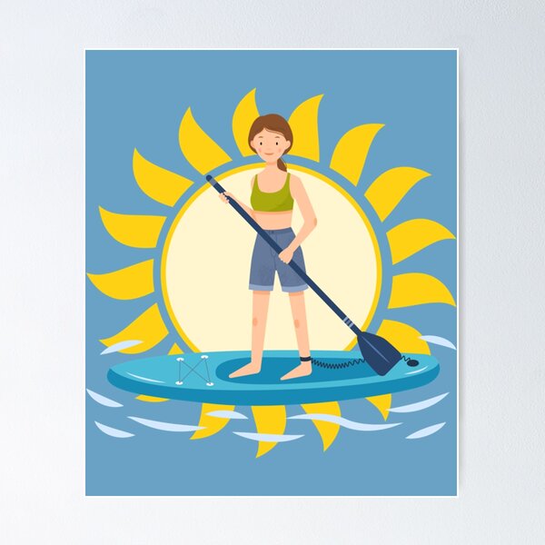 Item preview, Paddle boarding girl with a big Sun   designed and sold by ACboardd.