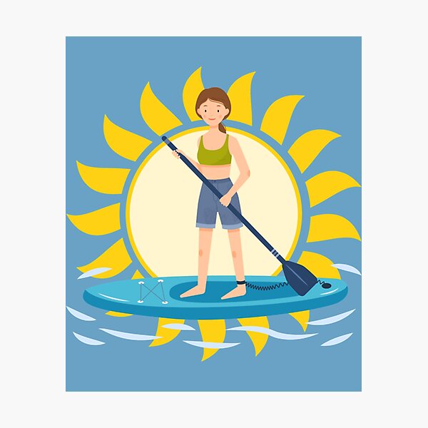 Item preview, Paddle boarding girl with a big Sun   designed and sold by ACboardd.