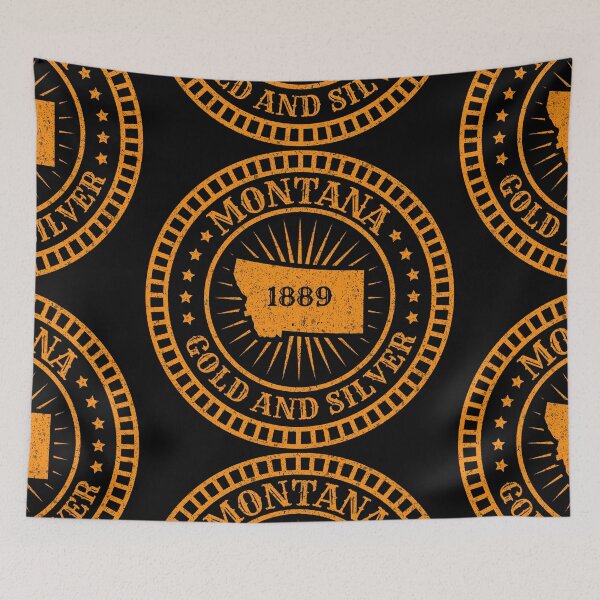Item preview, Montana - MT Map Slogan Motto Gold and Silver - Oro y Plata - The Treasure State designed and sold by Ranggasme.