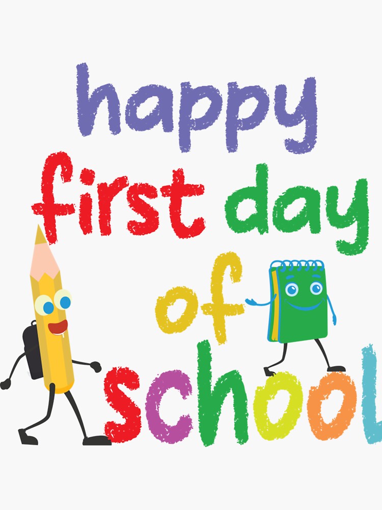 Pegatina «gráfico de vibraciones de feliz primer día de clases s cita de vibraciones de feliz