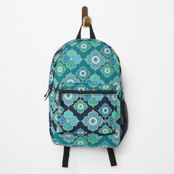 Item preview, Evil Eye Pattern - Blue Teal and gold designed and sold by k9printart.