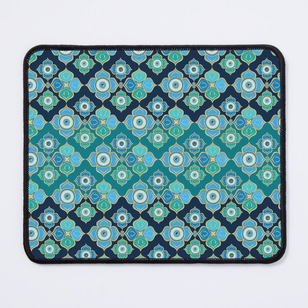 Item preview, Evil Eye Pattern - Blue Teal and gold designed and sold by k9printart.