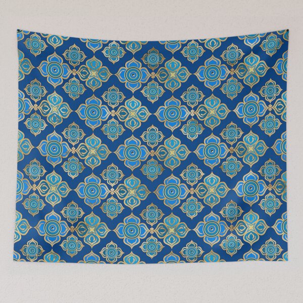 Item preview, Evil Eye Pattern -  Blues and gold designed and sold by k9printart.