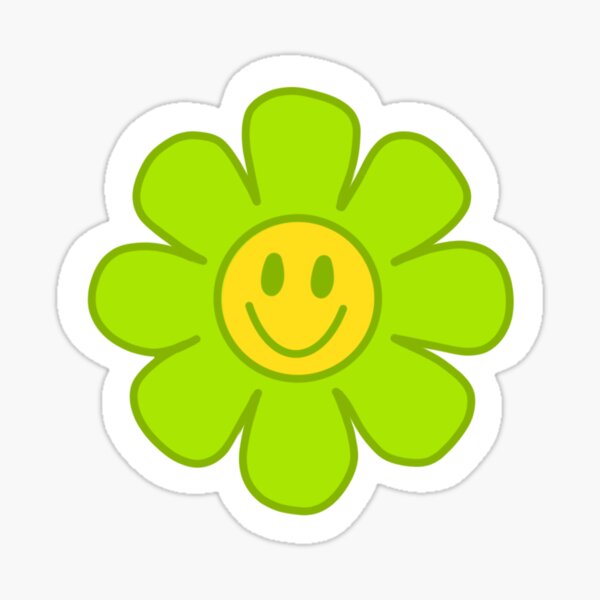 retro green and yellow flower Sticker