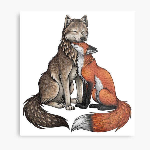 Wolf & Fox Metal Print