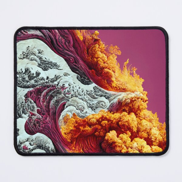Item preview, The Great Wave off Kanagawa with pink lava and fire (inspired by Hokusai) designed and sold by inVinnieVeritas.