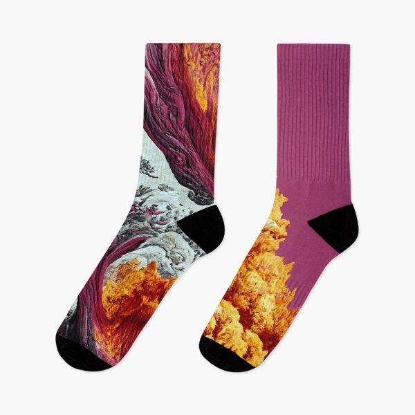 Item preview, The Great Wave off Kanagawa with pink lava and fire (inspired by Hokusai) designed and sold by inVinnieVeritas.