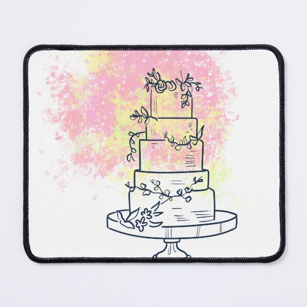 Item preview, 4 Tier Cake Wall Line Art With Color designed and sold by Gaynor Burrows.