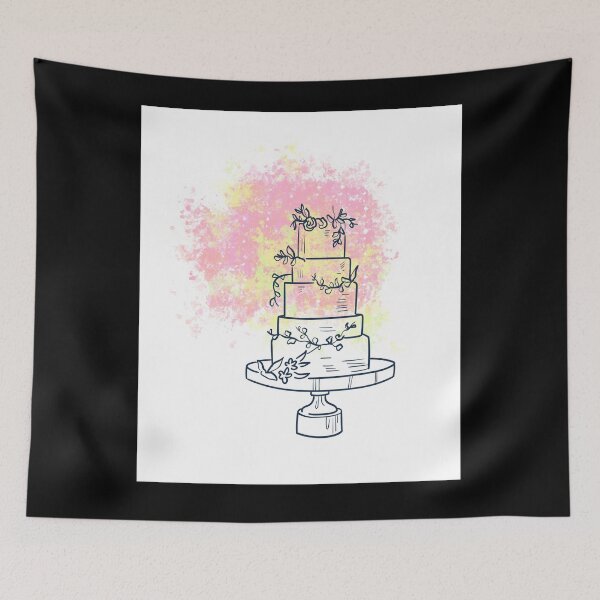 Item preview, 4 Tier Cake Wall Line Art With Color designed and sold by Gaynor Burrows.