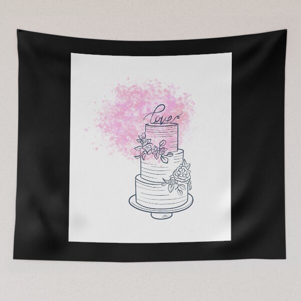 Item preview, 3 Tier Cake Wall Line Art With Color designed and sold by Gaynor Burrows.