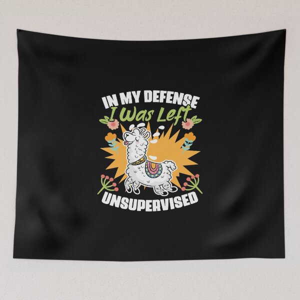 Item preview, In My Defense I Was Left Unsupervised Funny Floral Llama Pun designed and sold by Nessshirts.