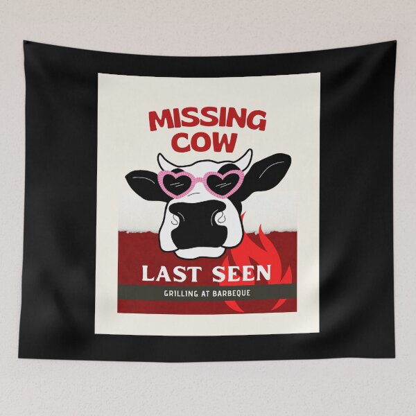 Item preview, Missing Cow: Funny BBQ wall art designed and sold by Gaynor Burrows.