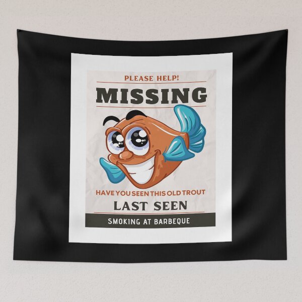 Item preview, Missing Fish: Funny BBQ wall art designed and sold by Gaynor Burrows.