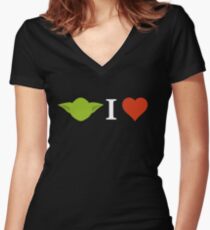 Yoda I Love (black) Women's Fitted V-Neck T-Shirt