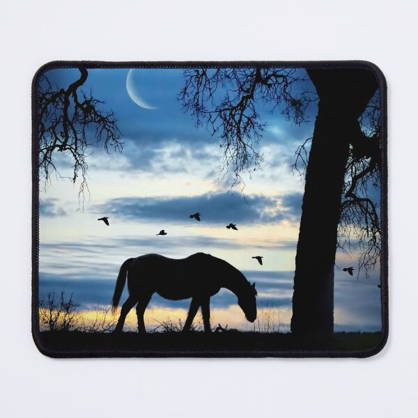 Item preview, Horse Oak Tree and Moon Beautiful Blues Reflected in Water designed and sold by Stephanie Laird.