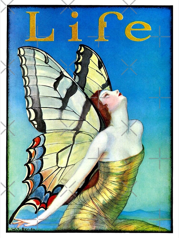 Life Magazine Yellow Angel - Benda -Life Vintage 1923 Flapper Butterfly-  Nouveau Life Cover | Art Print