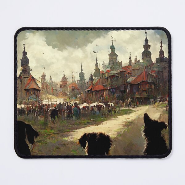 Item preview, Dogs Visiting Market Square designed and sold by MilesJager.