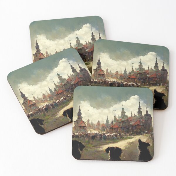 Item preview, Dogs Visiting Market Square designed and sold by MilesJager.