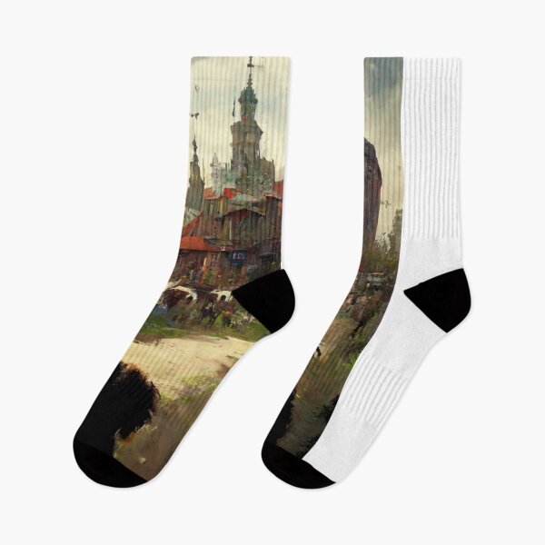Item preview, Dogs Visiting Market Square designed and sold by MilesJager.