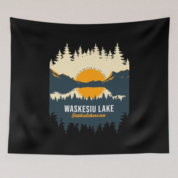 Item preview, Waskesiu Lake Saskatchewan Canada Lake With Mountain And Pine Tree designed and sold by Friday NightCo.