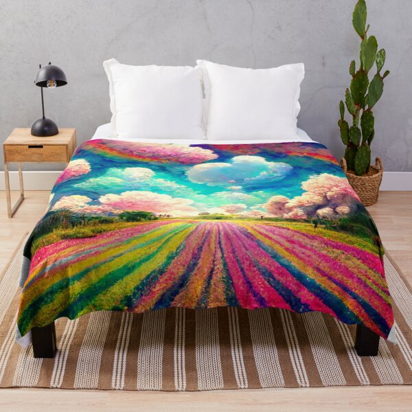 Item preview, Floral Bright Country Landscape Colorful Field of Flowers Nature Scenic designed and sold by Weirdarto.