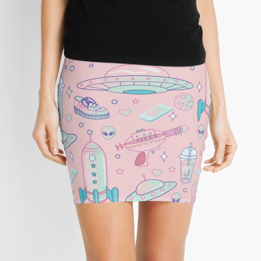 Galaxy Babe Pattern Mini Skirt