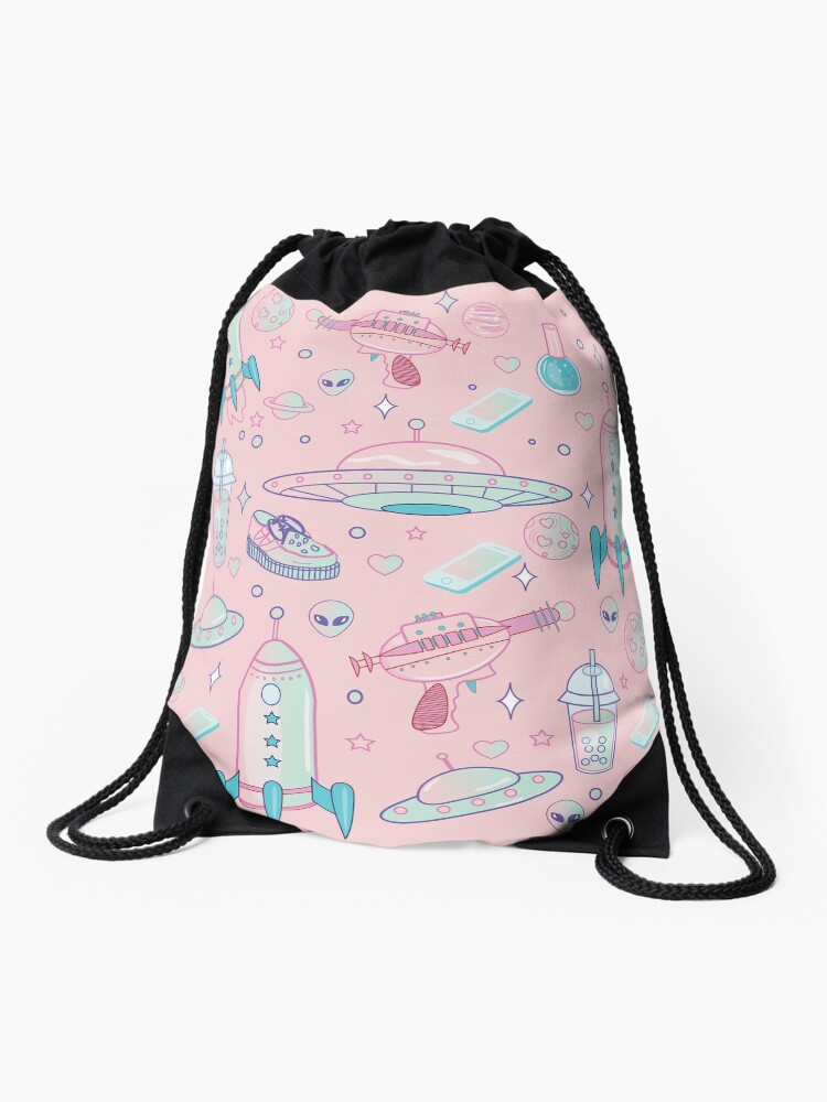 Thumbnail 1 of 3, Drawstring Bag, Galaxy Babe Pattern designed and sold by lunaelizabeth.