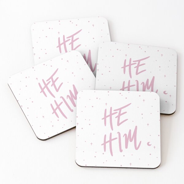 Item preview, Stars He/Him Pronouns in Dusty Pink designed and sold by MoonMint.