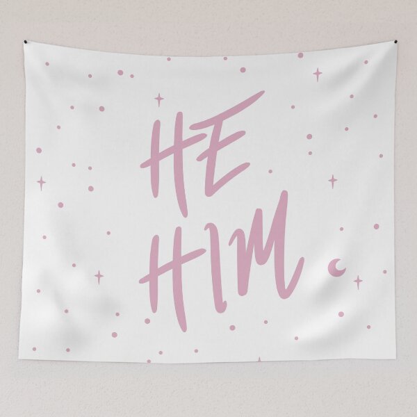 Item preview, Stars He/Him Pronouns in Dusty Pink designed and sold by MoonMint.