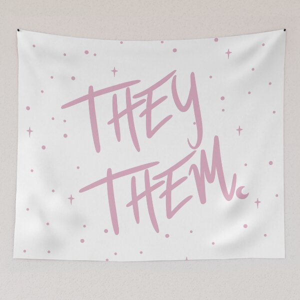 Item preview, Stars They/Them Pronouns in Dusty Pink designed and sold by MoonMint.