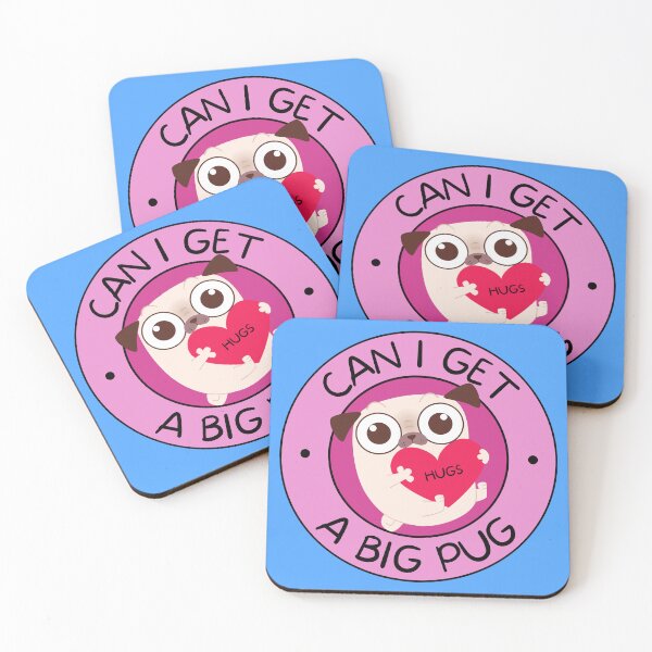 Item preview, Can I Get a Big Pug? Hugging Pug Pun PINK designed and sold by to-esu.