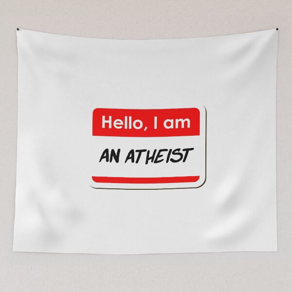 Item preview, Hello I am an Atheist funny name tag designed and sold by ThreadlyAndCo.
