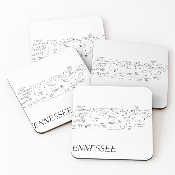 Item preview, Tennessee as a fantasy map - black and white designed and sold by aldayuan.