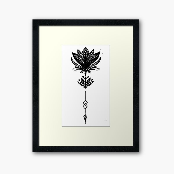 lotus tattoo design 3 framed art print by dare2draw redbubble