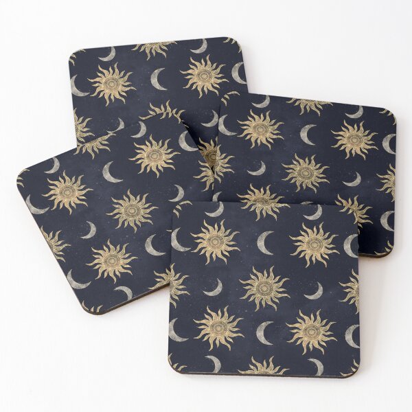Item preview, Gold Moon Sun Mandala Blue Night Sky Pattern designed and sold by NdesignTrend.