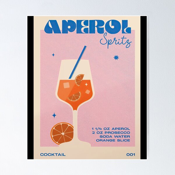 Artikel-Vorschau von Retro-Cocktail Aperol Spritz ungerahmt, designt und verkauft von CreativeFlareCo.