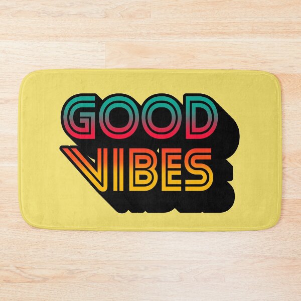 Item preview, Gradient Tricolor Spectrum Stripes 3D Extruded Retro Vintage Sans Serif Display Typography Good Vibes Quotes designed and sold by Cawaiico.