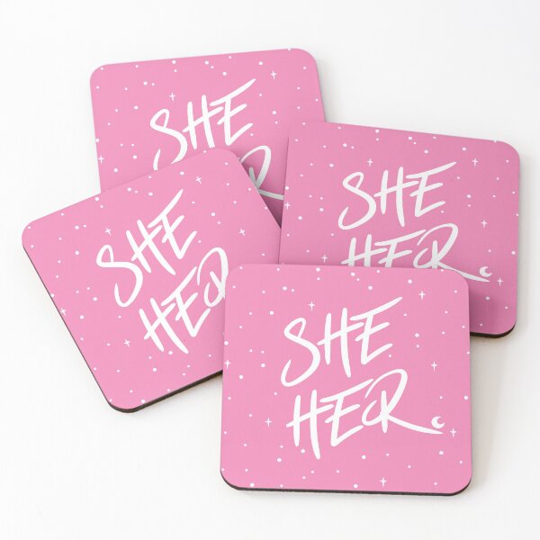 Item preview, Stars She/Her Pronouns in Pink designed and sold by MoonMint.