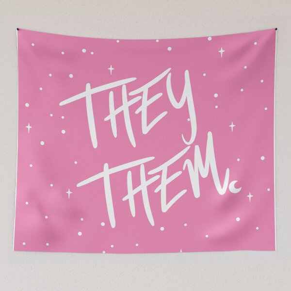 Item preview, Stars They /Them Pronouns in Pink designed and sold by MoonMint.