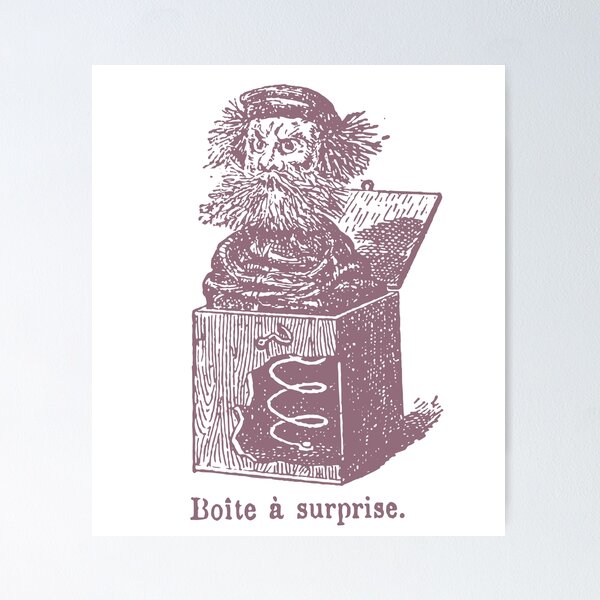 Item preview, Jack in the Box - Boite a surprise - Vintage Dictionary Illustration designed and sold by Birdbrook Academy.