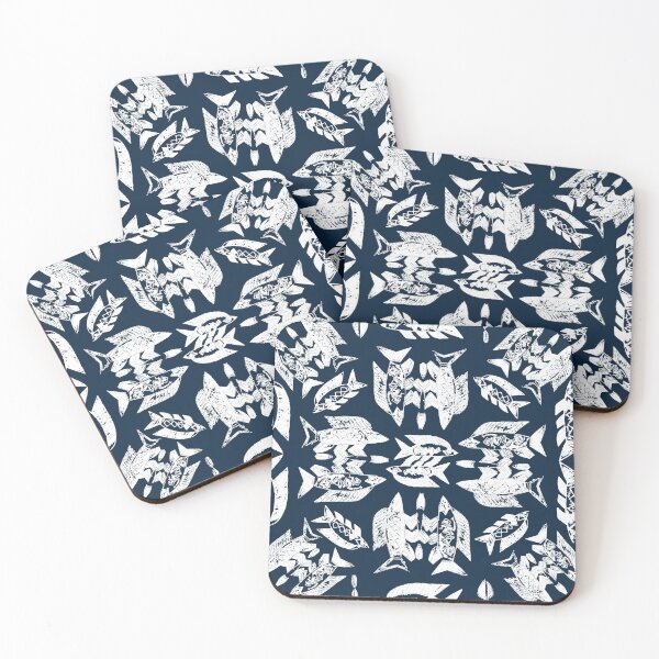 Item preview, Wild Ocean Fish - White on Navy designed and sold by bmfabricdesigns.