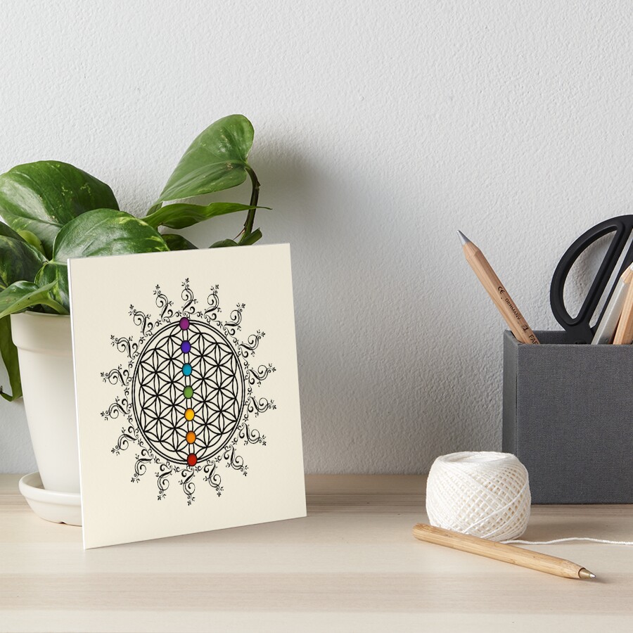 Ranuw 7 Heilige Geometrie Metallaufkleber – Blume Des Lebens, Chakren, Pyramide Für Kunst & Meditation
