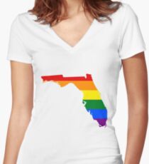 Queer Rainbow Florida Women's Fitted V-Neck T-Shirt