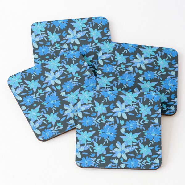 Item preview, Midnight in Hawaii - dark blue tropical flowers designed and sold by SisterlyLove.