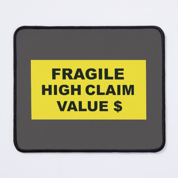 Item preview, FRAGILE HIGH CLAIM VALUE industrial style yellow sign designed and sold by lobodelnoir.