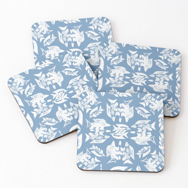 Item preview, Wild Ocean Fish - White on Blue designed and sold by bmfabricdesigns.