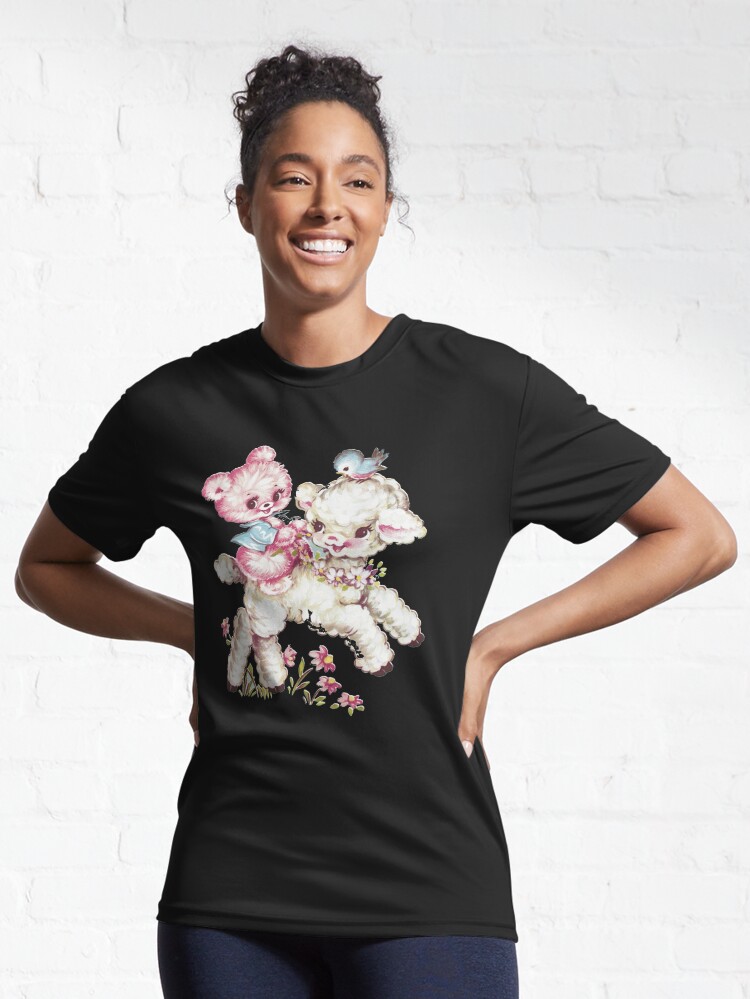 Baby Teddy Bear & Lamb Vintage Animal Illustration Active T-Shirt